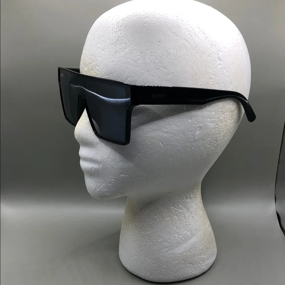 2svge IIsvge Icon Black Shield Sunglasses UNISEX Polarized Oversized Style